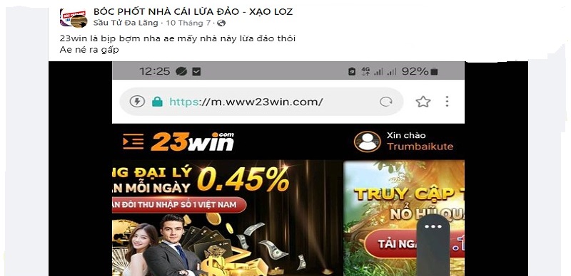 Bài “phốt” tố 23win lừa đảo